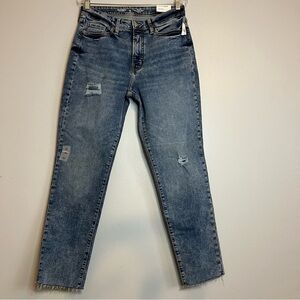 NEW Old Navy Womens High Rise Straight Ankle Jeans Distressed Stretch Sz 10 Long